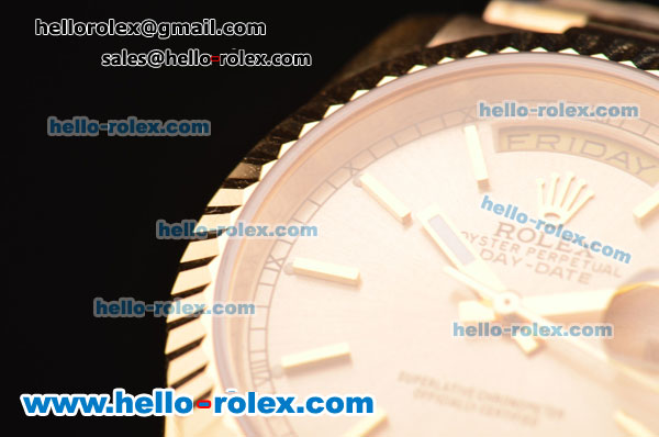 Rolex Day-Date Asia 2813 Automatic Gold Case/Strap with Gold Stick Markers - Click Image to Close